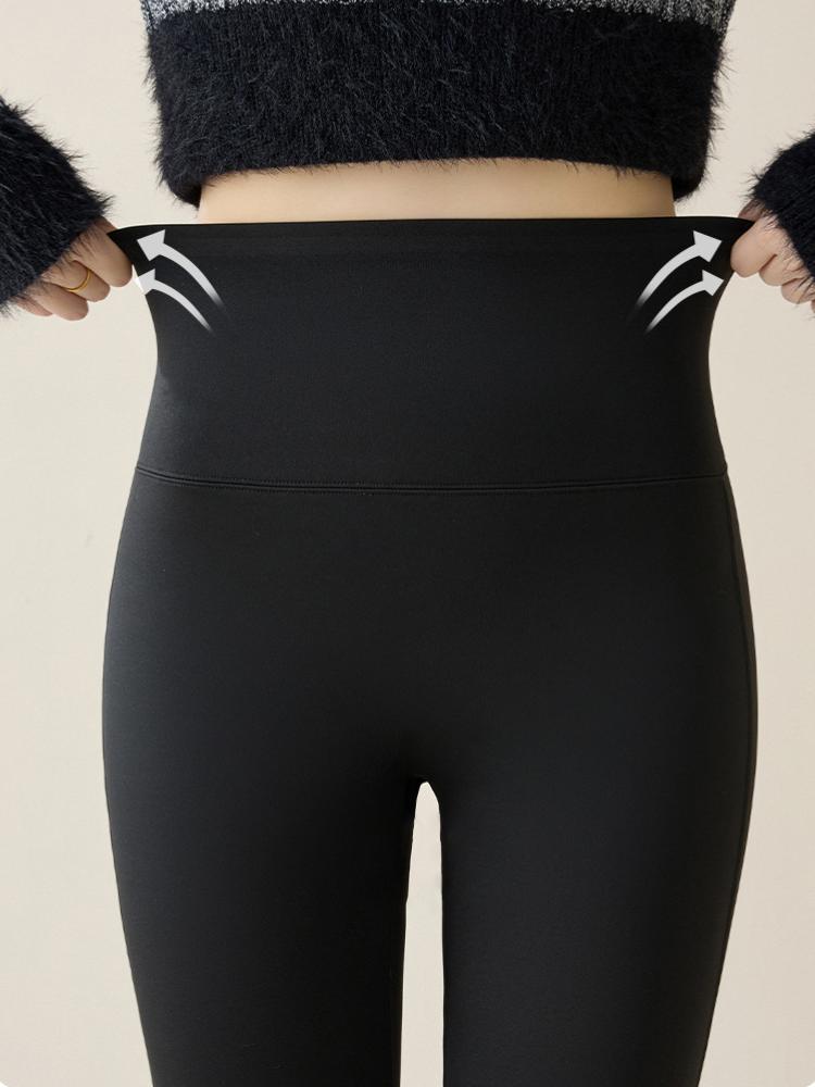 Осенне-зимние брюки-клеш из кроличьего флиса Sharkskin, леггинсы для женщин, эластичные, с высокой талией, тонкие, теплые, подковообразные брюки