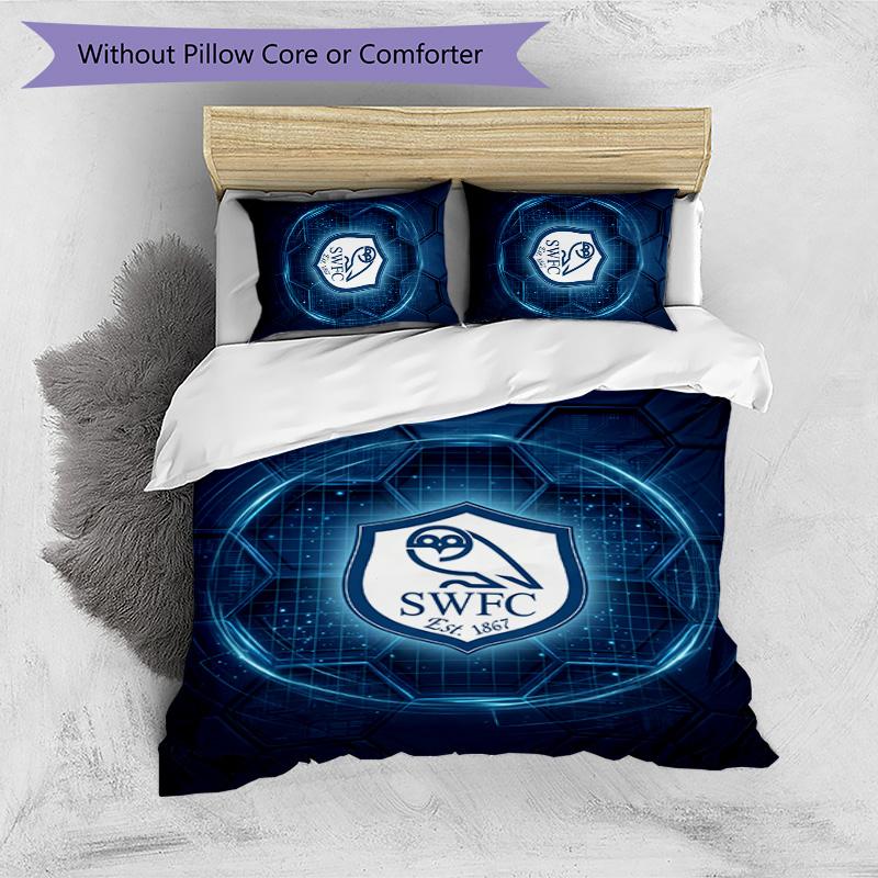 Sheffield Wednesday Football Printed 3 Pieces Bedding Set, Comfortable Skin Friendly Bedroom Duvet Cover Set