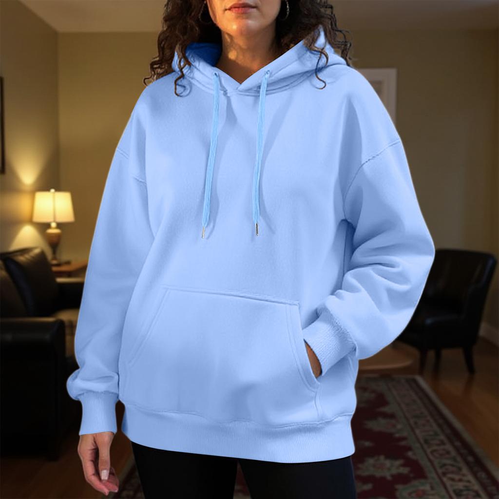 Women's Fashion Solid Color Casual Long Sleeve Hoodie