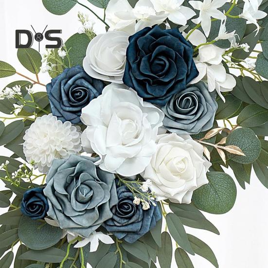2 Pcs Artificial Flowers Swag Faux Flowers Rose Swag Floral Garland for Ceremonies Sign Backdrop Wedding Arch Stair Railing Decor