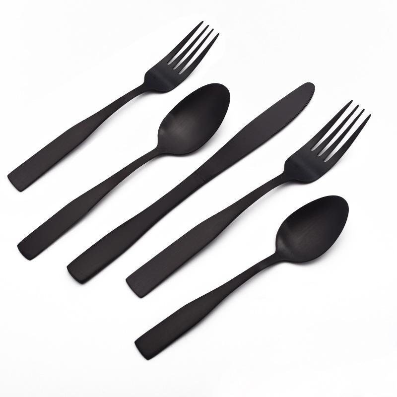 Amazon with 430 knife, fork and spoon 20-piece tableware set 4 stainless steel tableware black sanding knife, fork and spoon(4-piece set)