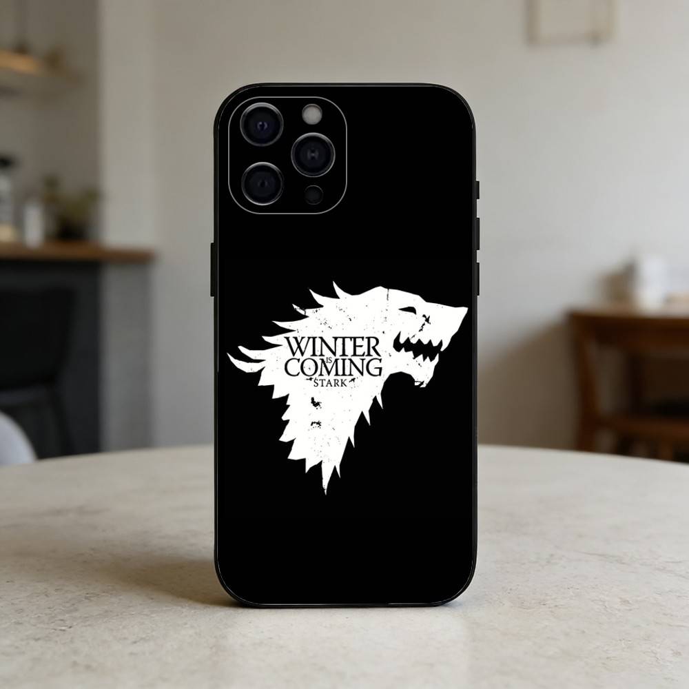 winter coming stark Phone Case For iPhone 17,16,15,14,13,12,11 Plus,Pro Max,SE4Soft Silicone Black Cover