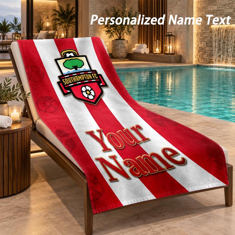 Custom Text Southampton FC Print Beach Towel Large Towel For Home Bathroom Beach