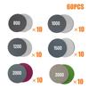 3in 75mm Sandpaper 60pcs/set 800-3000 Grit Accessories Hook&Loop