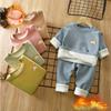 Children's Warmth Set with Thick Velvet for Autumn and Winter, New Baby Underwear, Mid Autumn Clothes, Autumn Pants, Children's Set
