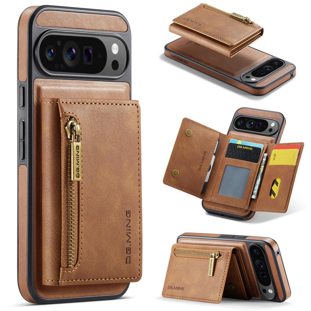 Leather Phone Case for Google Pixel 10 Pro XL Pixel9 Pro 8 Detachable Magnetic RFID Blocking Photo&Card Slot Wallet Stand Cover