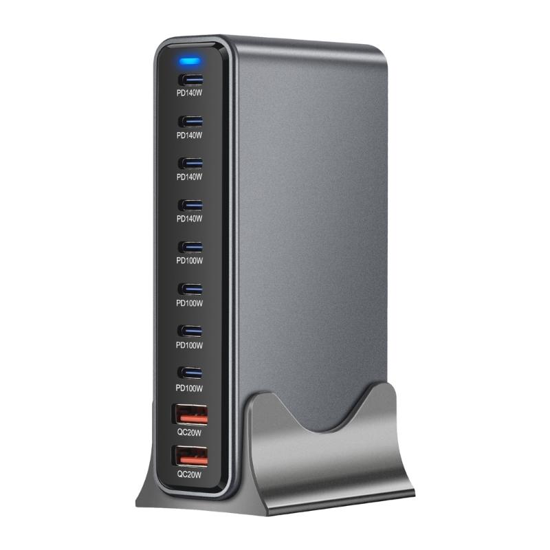 Высокоэффективный адаптер питания USB 1000 Вт и порт Type-C, настольный концентратор для зарядки, идеально подходит для одновременной зарядки