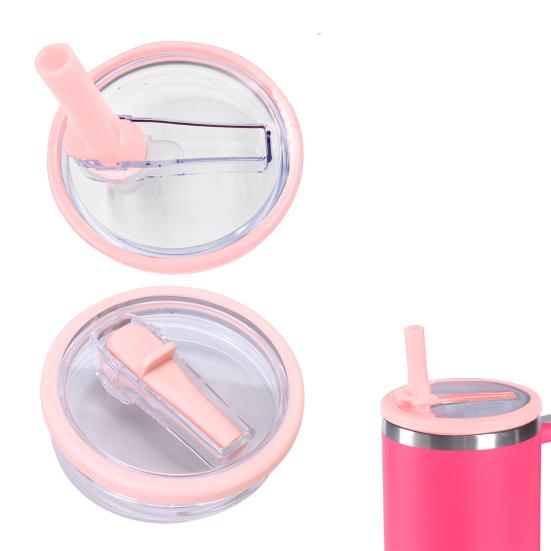 40oz Tumbler Flip Straw Lid Replacement Leak-Proof Splash Resistant Cover for Cup BPA-Free Reusable Glass Lid with Folding Straw
