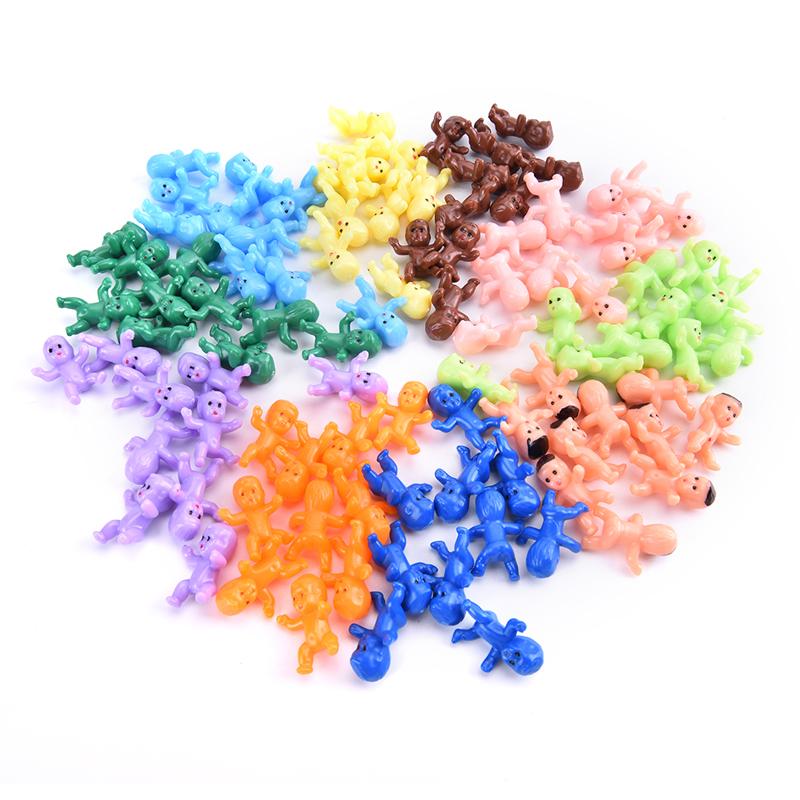 60Pcs High Quality 1/1.2inch Mini Plastic Baby Doll Kids Toys Doll Accessories 10Colors