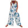 Женские комбинезоны, повседневные комбинезоны с широкими штанинами и принтом, комбинезоны без рукавов с карманами, наряды