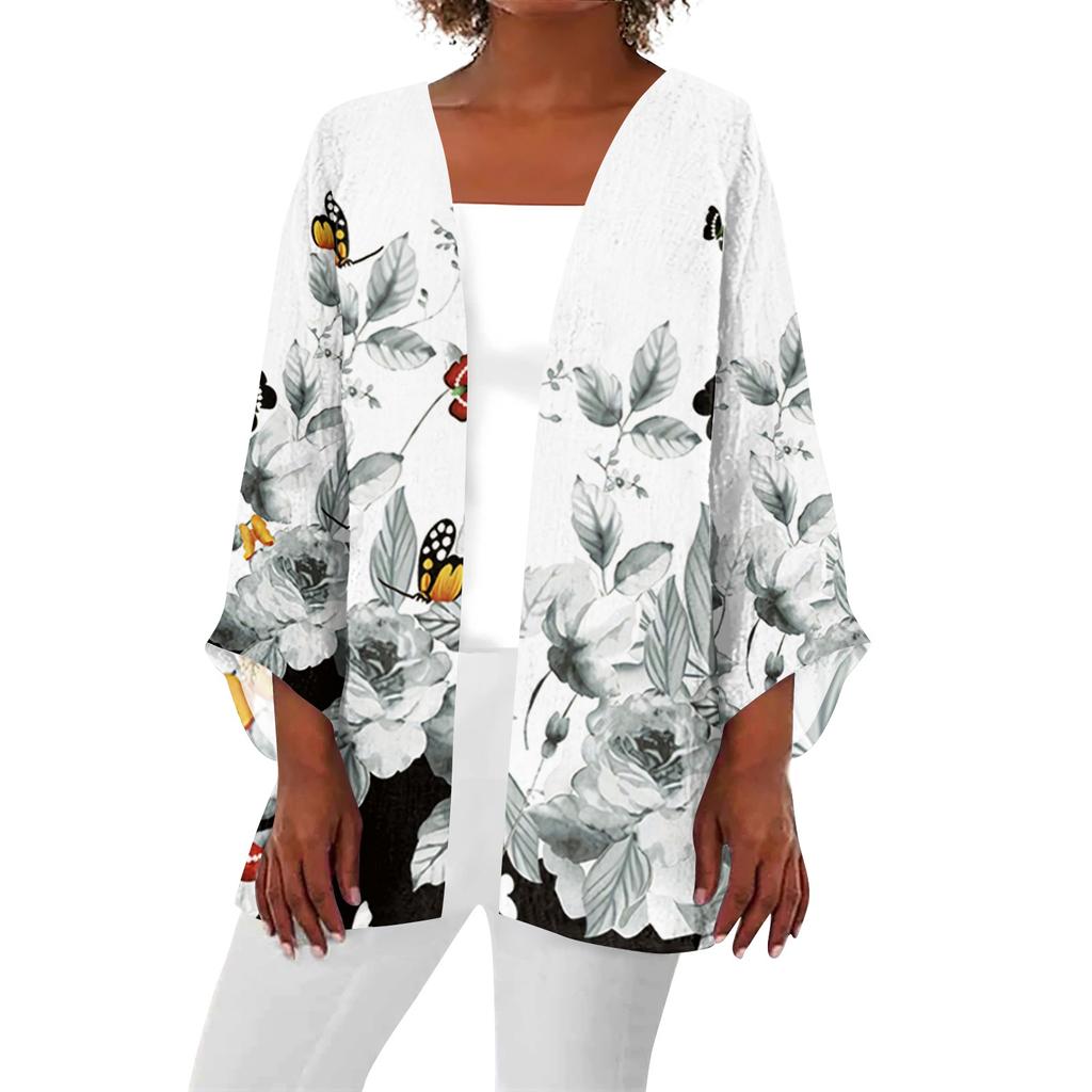 Женская повседневная модная легкая куртка средней длины с принтом в стиле ретро, ​​кардиган