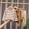 Наборы из 3 предметов Весна Осень Одежда для Мальчиков Корейская Модная Повседневная Лонгсливы+Футболка+Брюки Детская Одежда Бутик