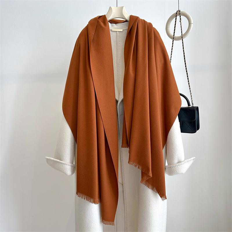 Luxury Winter Cashmere Scarf Women Solid Handkerchief Warm Pashmina Female Shawl Tassel Wrap Soft Pareo Bufanda Scarves Stole