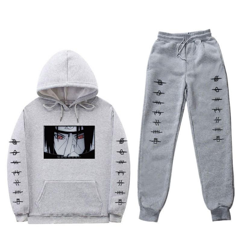 Unisex Naruto Uchiha Itachi Hooded Sweatshirt Set Warm Fleece Lined Casual Long Sleeve Tracksuit Teens