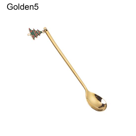 Рождественская ложка с длинной ручкой, прочная нержавеющая сталь, десертный салат, фруктовая дегустация