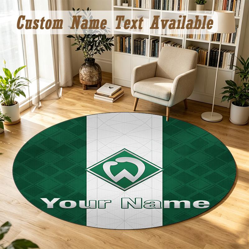 Round Rug Custom NameWerder Bremen FC Pattern Non Slip Carpet Home Floor Decor