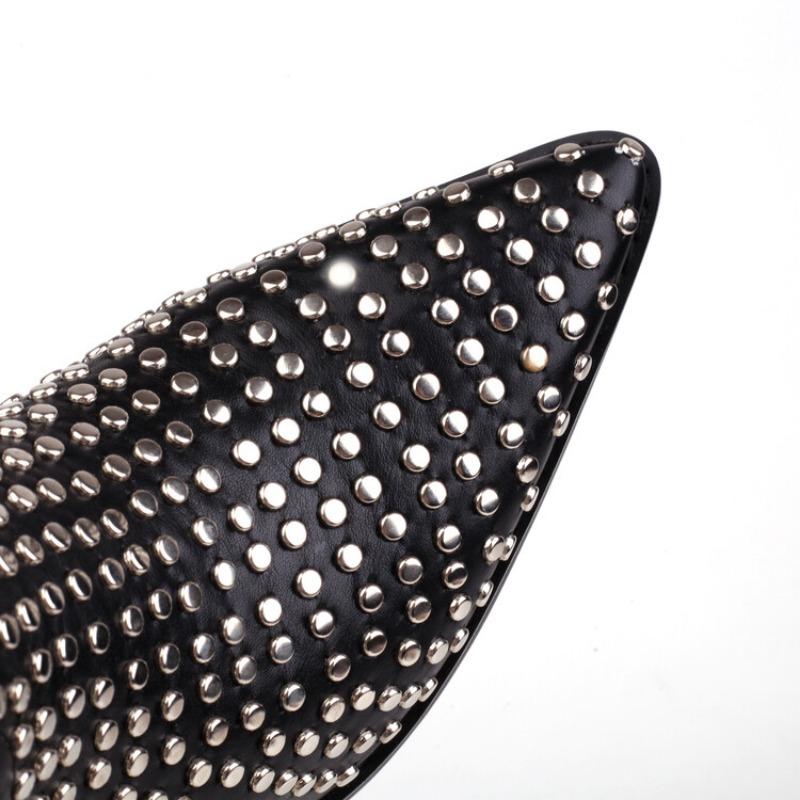 Fashion Brand Rhinestone/Rivet Color Blocking Western Short Boots Autumn Winter New 8cm Thick Heel Black Chelsea Women Boots Size 34-43