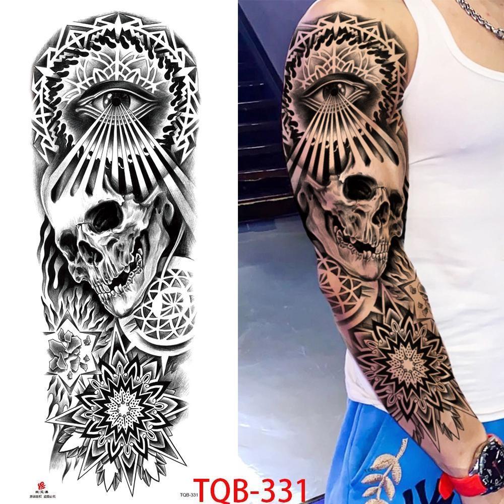 1 PC 480*170MM Large Temporary Tattoos Sleeve for Men Women Full Arm Selleve Tattoos Temporary Realistic Fake Wolf Tiger Lion Tattoo