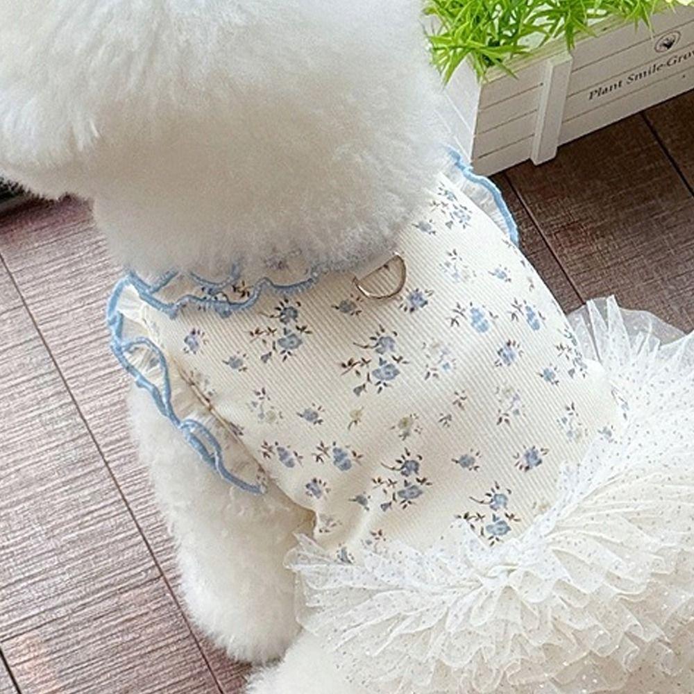 Pet Costumes Summer Thin Pet Floral Dress Comfortable Sleeveless Dog Skirt Breathable Puppy Sweatshirt Pet Supplies