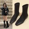 Fashion Brand Women's Shoes 2024 Autumn New Black Simple Women's Elastic Boots Light and Comfortable High Boots