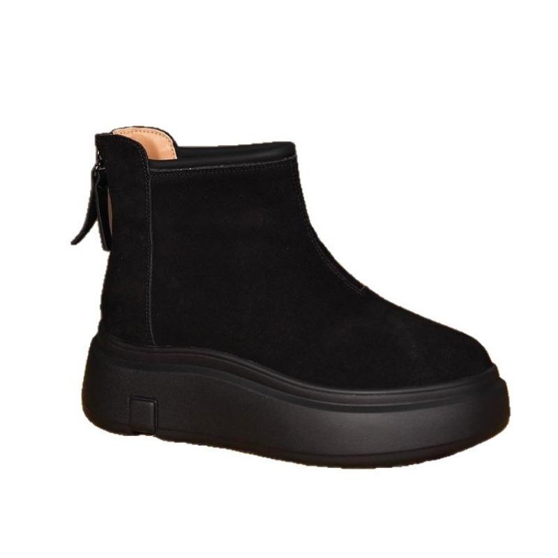 Мартинсы на толстой подошве с круглым носком, увеличивающие рост, женские новые зимние женские туфли, коричневые ретро вельветовые теплые матовые короткие ботинки