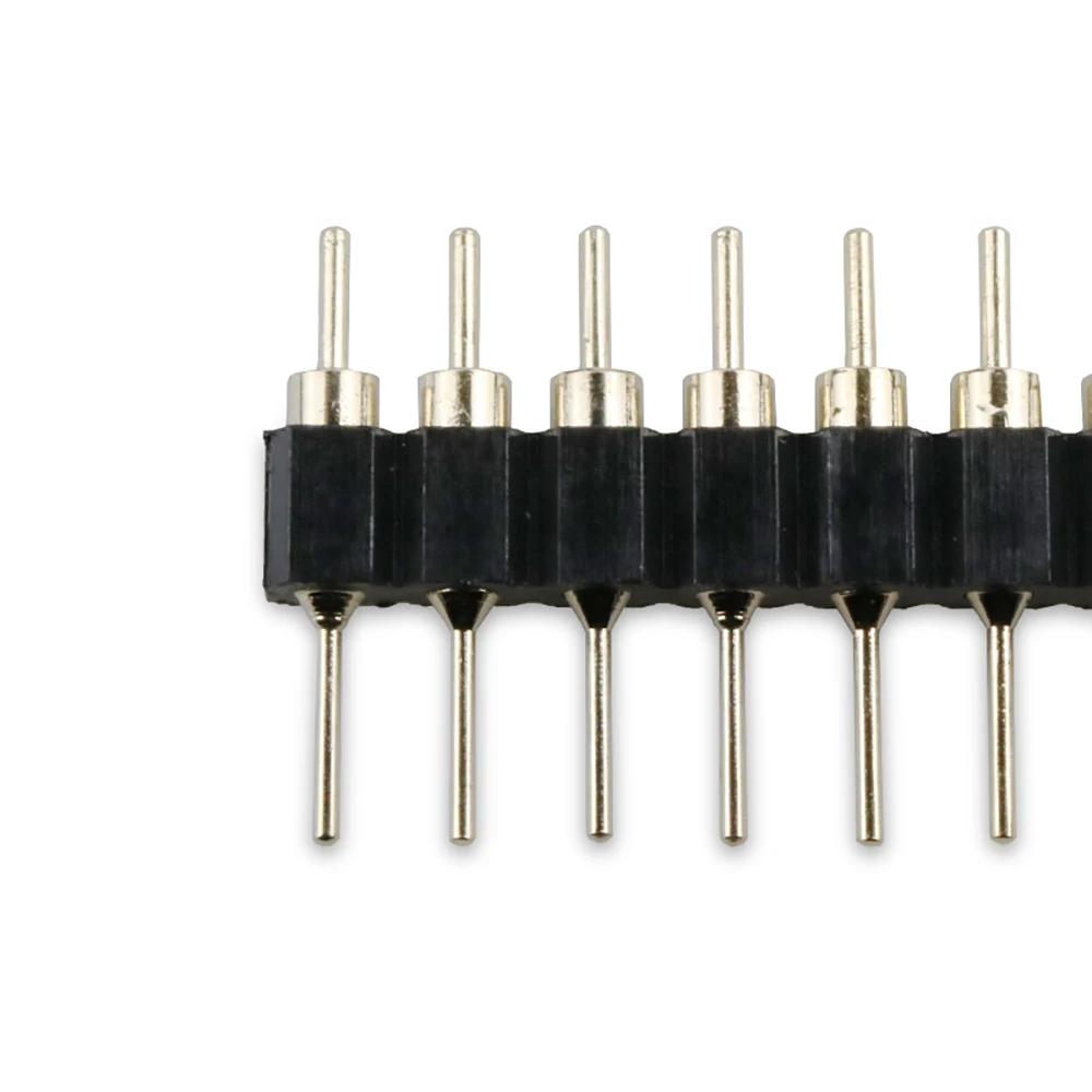 5pc 2.54mm Round Hole Male Tin Gold Female Pin Header 1/2x40P Single/Dual Row Breakable PCB IC Crystal Relay Transistor Socket
