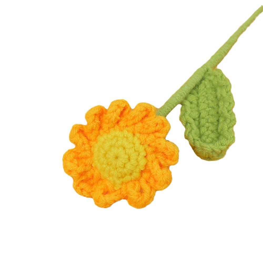 Festive 42cm Crochet Flower Hand-Knitted Sunflower Wedding Bouquet Table Decor for Valentine's Day Gift