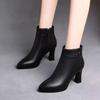 Pointed High-heeled Boots Women's New Soft Leather Shoes Women's Shoes Spring and Autumn Winter Boots Velvet Fashion Boots