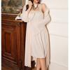 Sexy Lace Trim Nightgown Set Womens Fall Winter 2-Piece Loungewear Camisole Robe