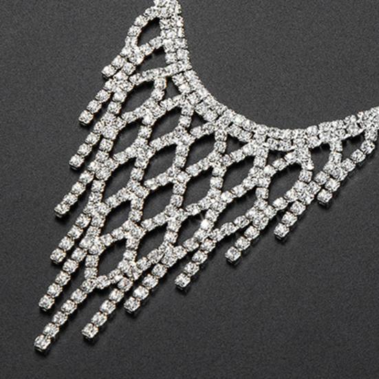 Комплект ожерелья и серег с блестящими стразами геометрической формы, висячие серьги, элитные роскошные серьги для невесты, стиль принцессы, свадебный выпускной, банкет, ювелирные изделия на шею