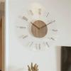 VIKELY Stylish Nordic Wall Made of Natural Modern Continuous Second Slim 3D Cute Round Canvas Wall Clock with Arabic Round Perfect for Living Home