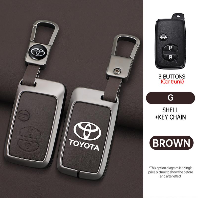 Для Toyota 2026 Горячие Колпачки Ступицы Автомобильный Держатель Чехла Ключа из Цинкового Сплава и Кожи Брелок для Ключей Без Ключа Оболочка Брелок Для Toyota Aqua RAV4 Land Crui