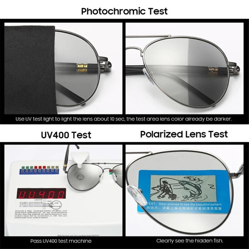 Фотохромные солнцезащитные очки Мужские Женские Авиационные Поляризованные UV400 Дневное и Ночное Видение Водительские Солнцезащитные Очки Очки в Стиле Пилот