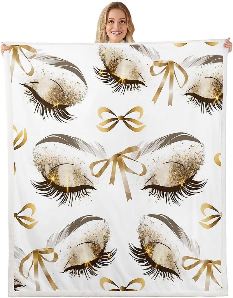 Плед с узором из синих бантов Мягкий флисовый плед Элегантный домашний декор Подарок для женщин Девочек Спальня Постельное белье Покрытие