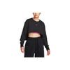 Sportswear Solid Fleece Crew Neck Long Sleeve Workout Top Women Tops Black FB8265-010