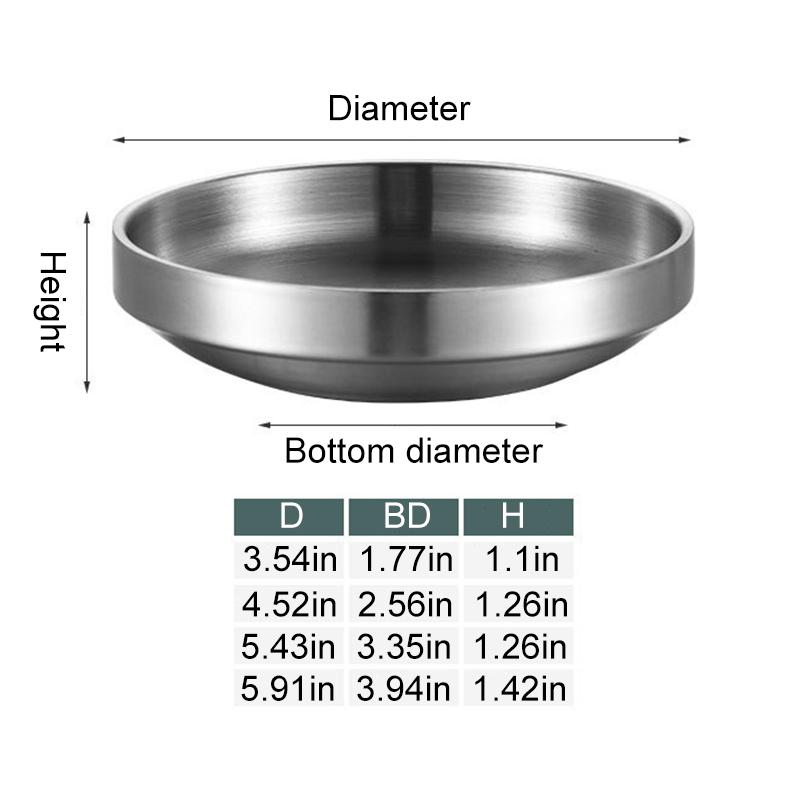 Flat 201/304 Stainless Steel Dish Plate Cooking Noodles Bowl Thickened Dinner Plate Seasoning For Kitchen Restaurant Tableware