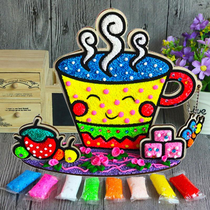 3D Wood Snowflake Clay Painting Children DIY Creative Colorful Mud Painting Board Art Painting Tool Child