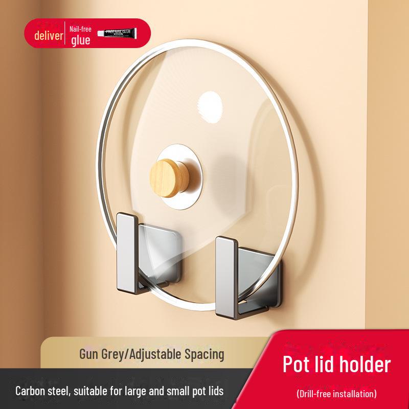 Wall-Mounted Pot Lid and Chopping Board Rack - Punch-Free Storage Solution for Large and Small Lids