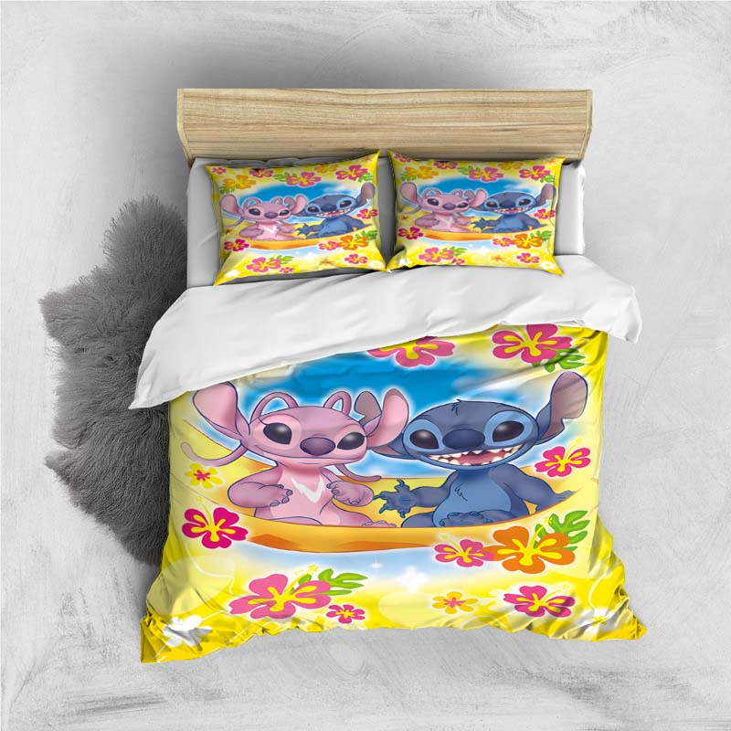 Mini Kawaii (Stitch) Bedding Set, Cartoon Duvet Cover and Pillowcases, Soft and Comfortable, Customizable.