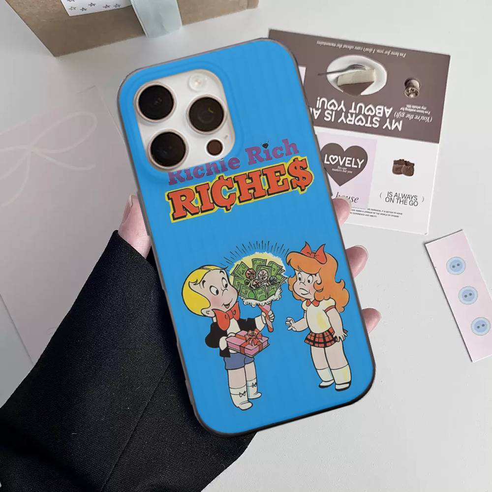 Мультяшный Ричи Рич Для IPhone 15 16 17 14 13 12 11 Pro Max 16E 16 Plus 17 Air Гофрированный Ударопрочный Чехол для Телефона