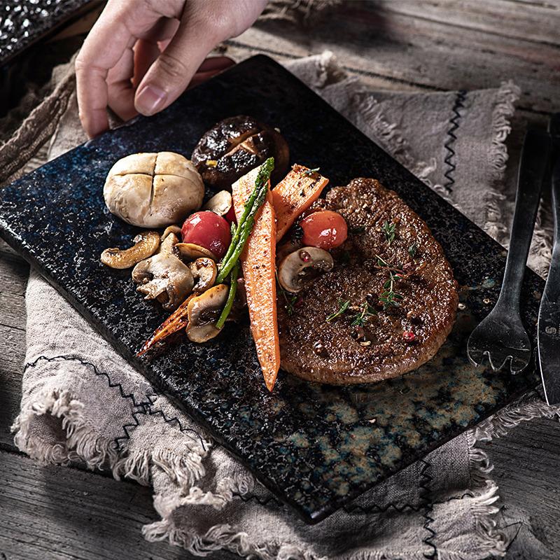 Японская керамическая тарелка для жареного мяса Суши сашими тарелка Западному стилю стейк тарелка Прямоугольная планшет Холодные блюда тарелка суши