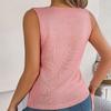 Spring Summer Solid Color Elegant Hollow Button Tank Top Knitted Tops for Women