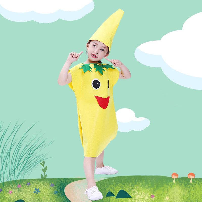 1Set Children Cosplay Fruit Veggie Costume Funny Holiday Party Cute Clothes Suit Children Performance Overclothes Stage Costume