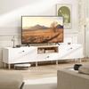 200 cm TV Cabinet for TVs up to 90 Inches, 2 Cabinet Compartments, Open Shelf, Drawer, 8 Legs, Chipboard, White