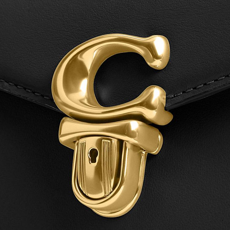 Coach Сэмми 12 Металлический Логотип Застежка-замок Съемный Плечевой Ремень Кожаная Сумка Через Плечо Мини Женская сумка Черный CR504-B4BK