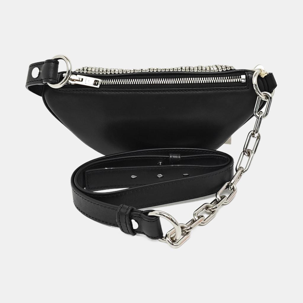 [Pre-Owned] Attica Series Adjustable Rhinestone Chain Internal Leather Logo Decoration Cowhide And Sheepskin Mini Shoulder Crossbo - Excellent #613XBG
