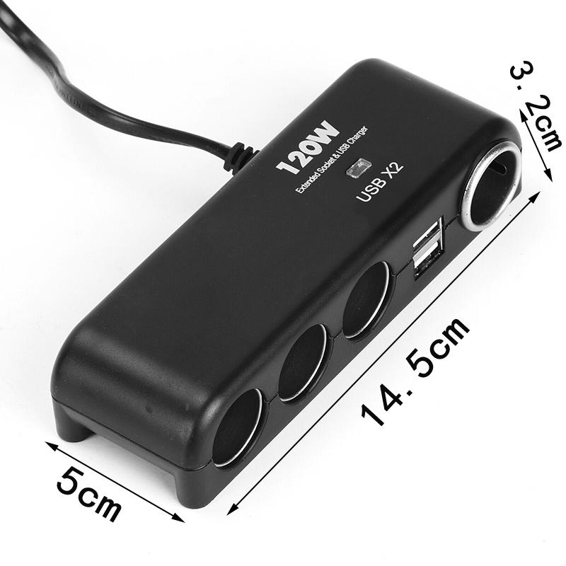 4 Way Multi Socket Car Cigarette Lighter Splitter USB Charger Adapter 12V 24V