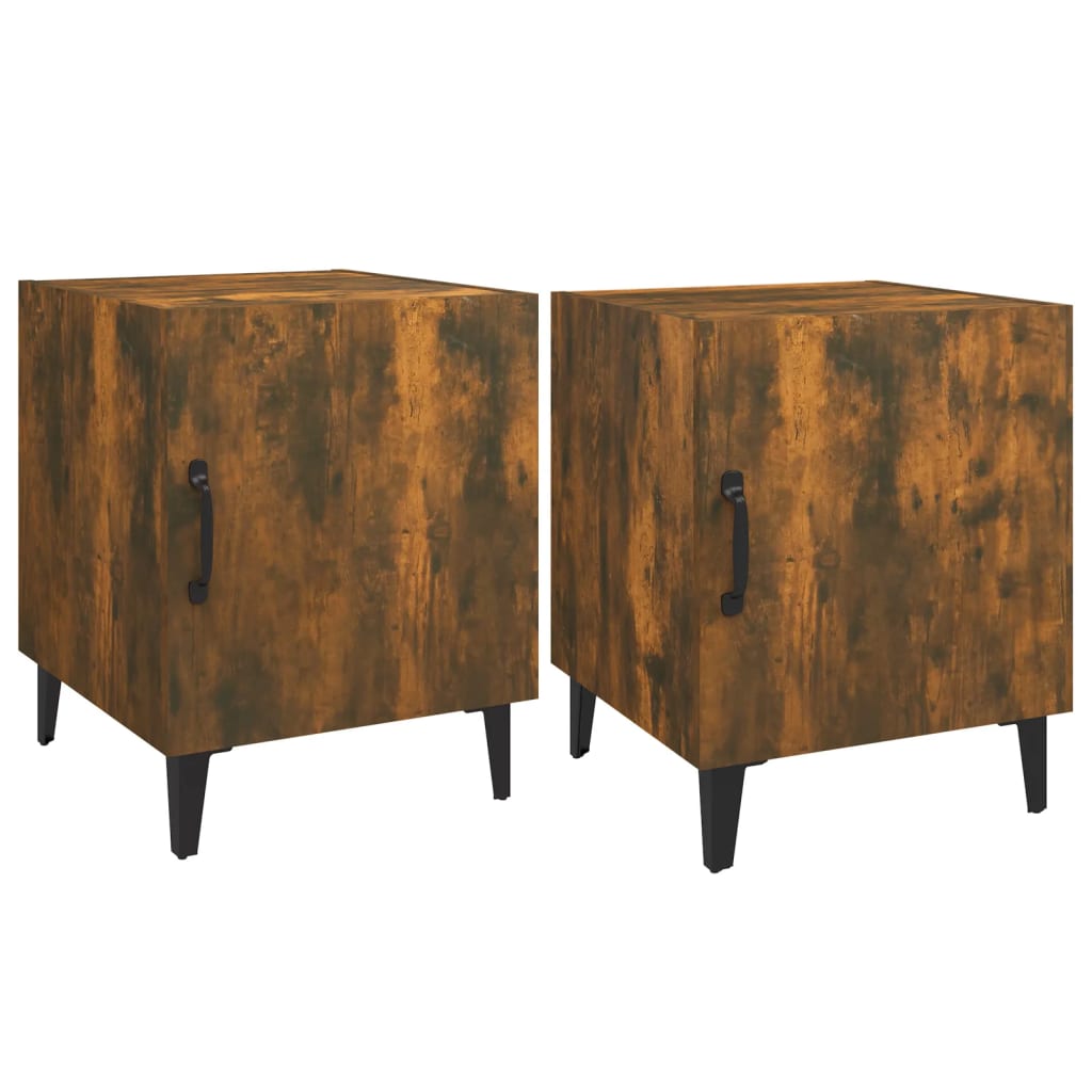 Nightstands 2 pcs Smoked Oak Wood Based Material