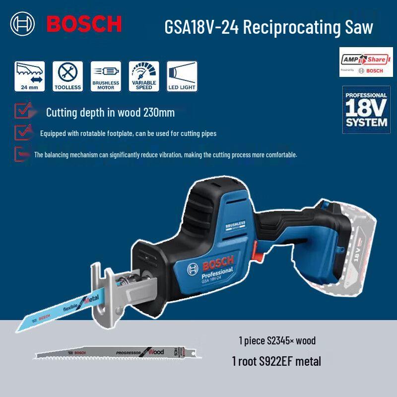 Bosch GSA18V-24 Cordless Brushless Reciprocating Saw CN plug (adapter included)