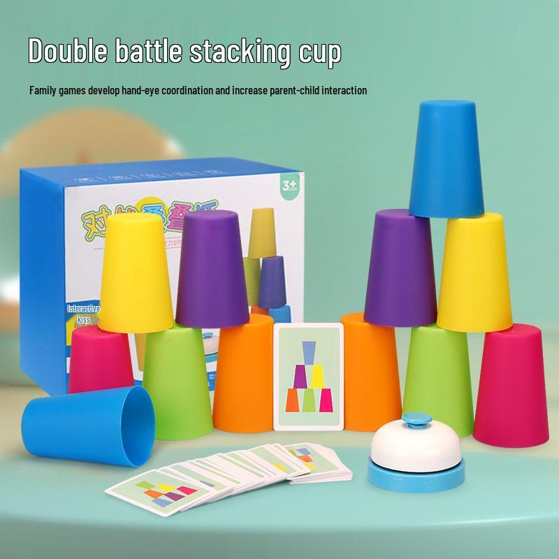 Kindergarten Stacking Cup Toy: Double Interaction Cognitive Puzzle Game for Children